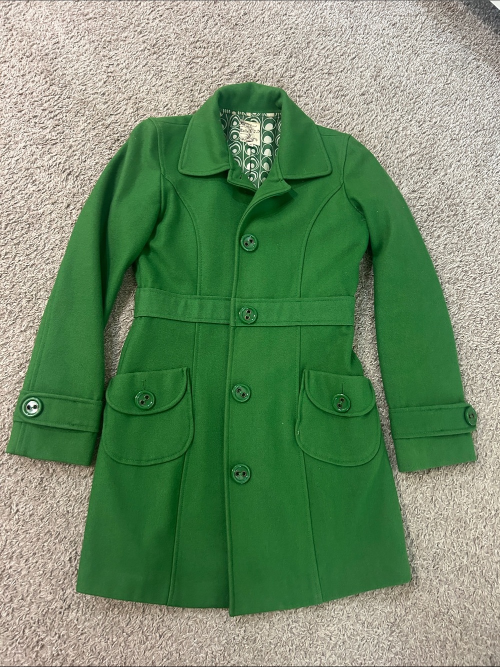 Tulle Emerald Green Wool Pea Coat